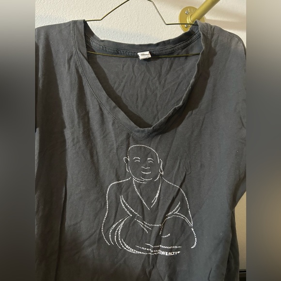 buddha hippie boho yoga modern gray white 100% cotton lounge t shirt top sz XXL - Picture 2 of 5